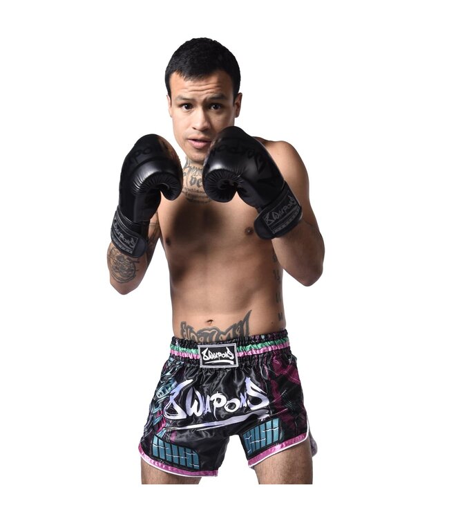 8 WAPENS Muay Thai Shorts Samurai 2.0 Cyber Zwart Groen