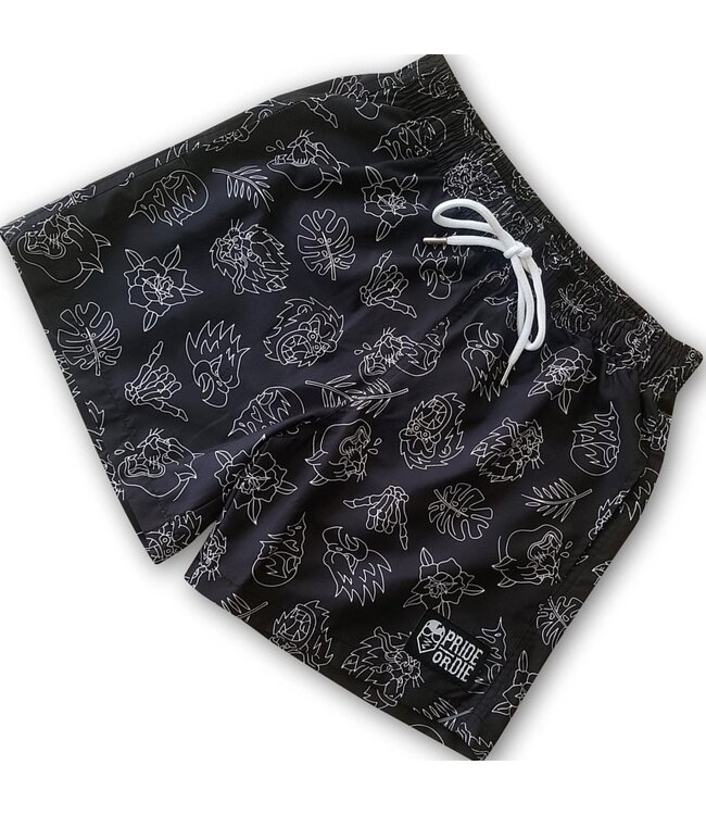PRiDEorDiE Zwem- & Trainingsshort WILD SIDE Zwart