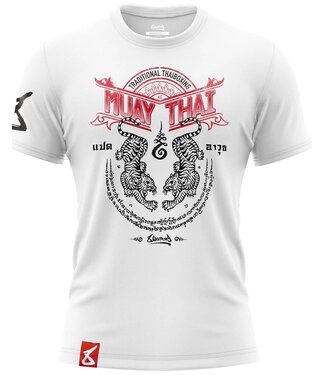 8 Weapons 8 Weapons T Shirt Sak Yant Tigers Wit Rood