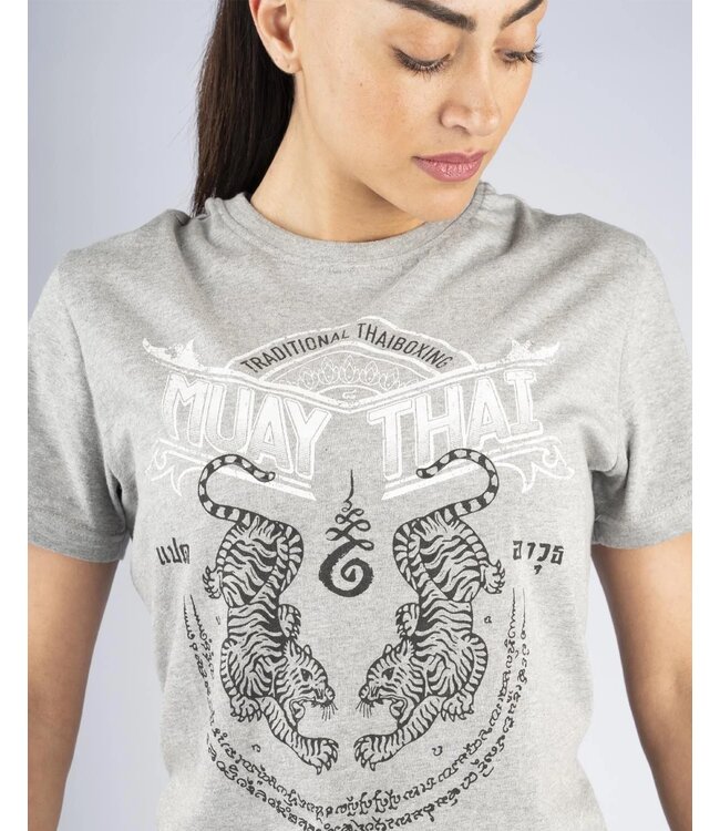 8 Weapons 8 Weapons T Shirt Sak Yant Tigers Grey White