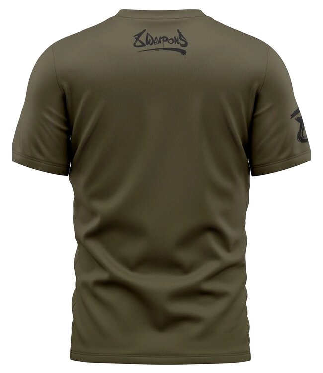 8 Weapons T Shirt Sak Yant Tigers Olive Green