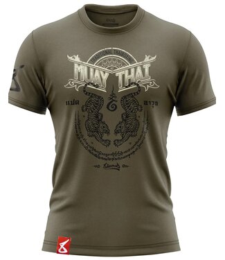 8 Weapons 8 Weapons T Shirt Sak Yant Tigers Olijf Groen