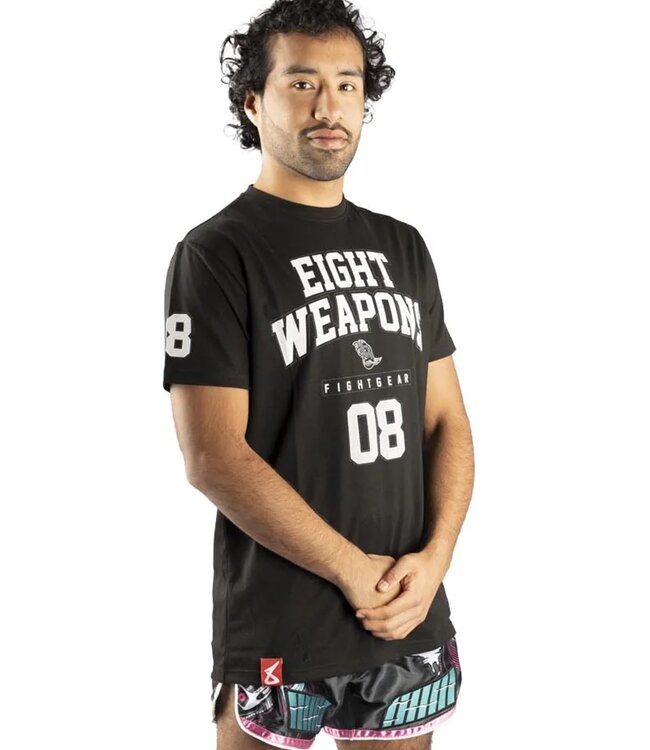 8 Weapons 8 WEAPONS Muay Thai T-Shirt Team 08 Black White