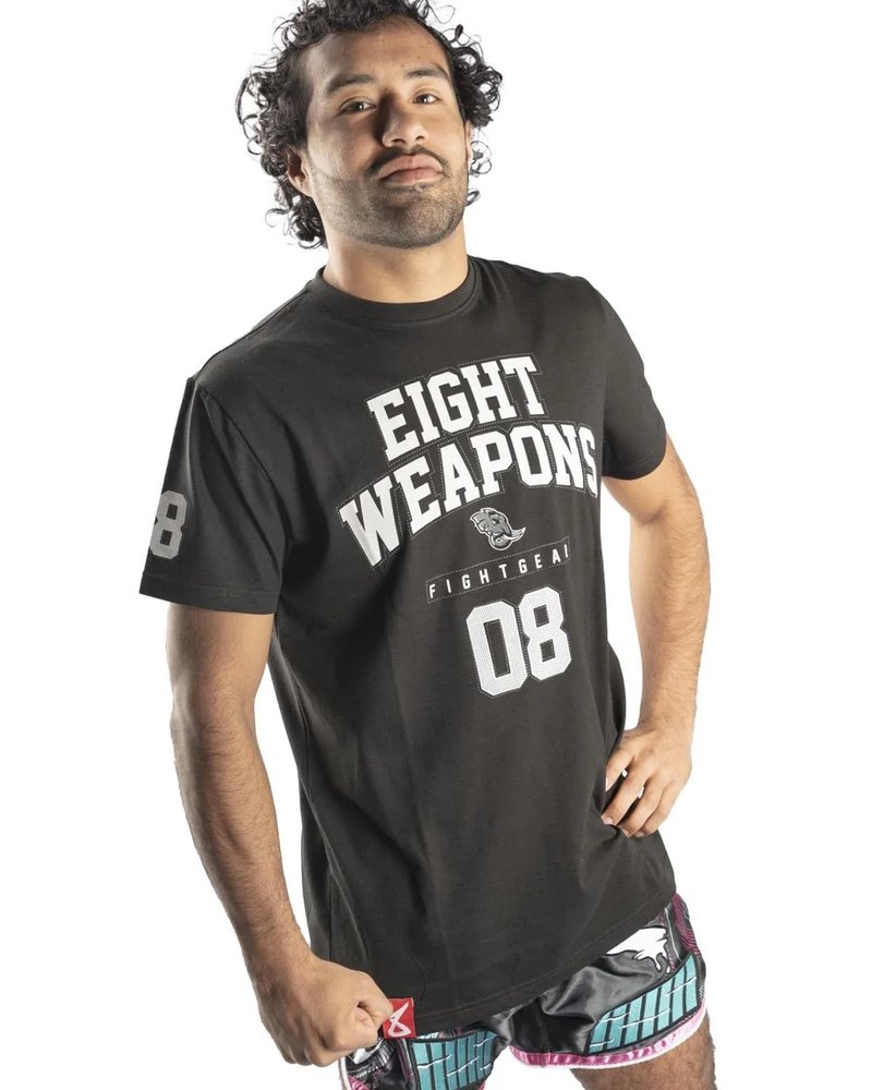 8 Weapons 8 WEAPONS Muay Thai T-Shirt Team 08 Zwart Wit