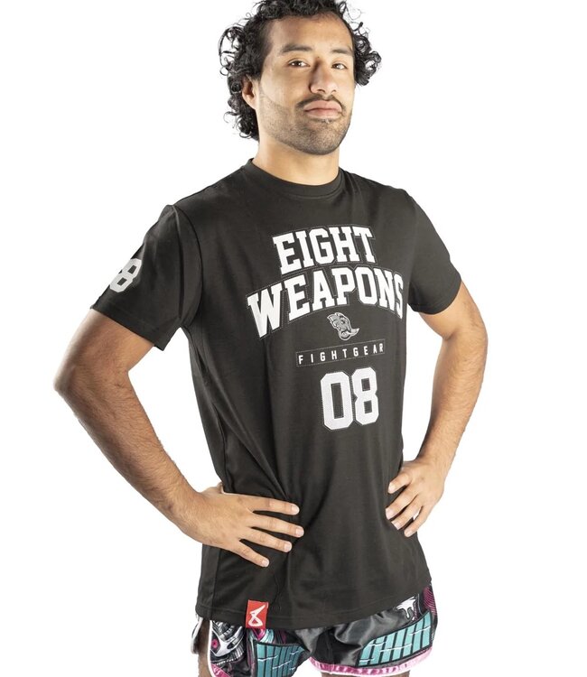 8 WEAPONS Muay Thai T-Shirt Team 08 Black White