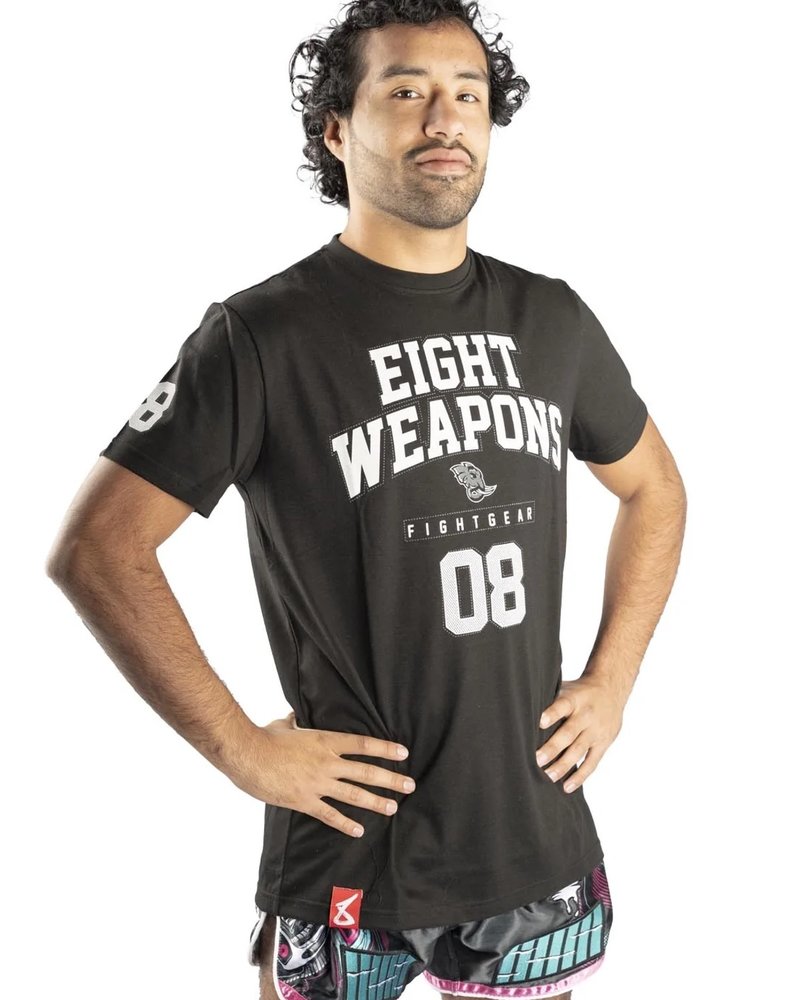 8 Weapons 8 WEAPONS Muay Thai T-Shirt Team 08 Black White