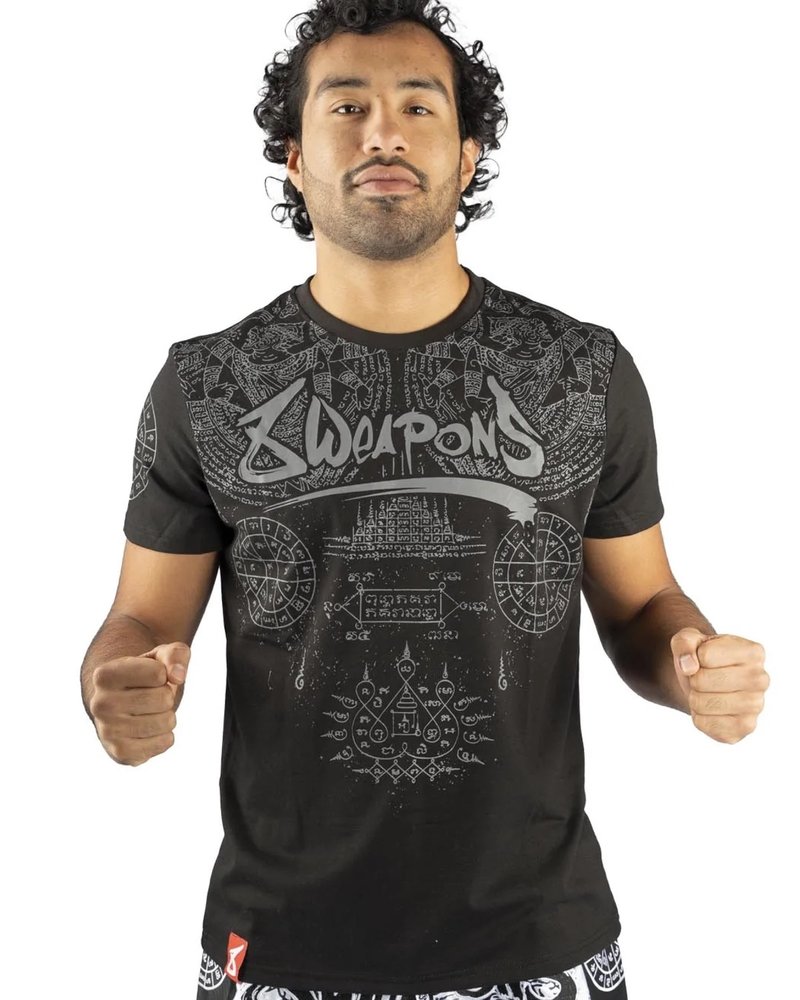 8 Weapons 8 WEAPONS Muay Thai T-Shirt T Yantra Schwarz Grau