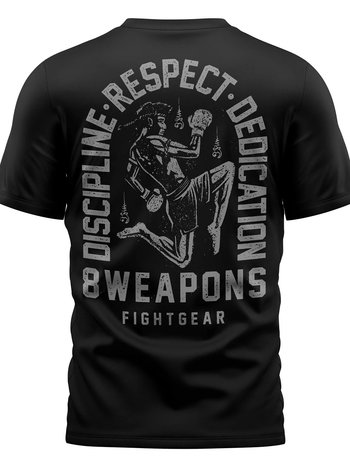 8 Weapons 8 WEAPONS Muay Thai T-Shirt Tombstone Black Grey