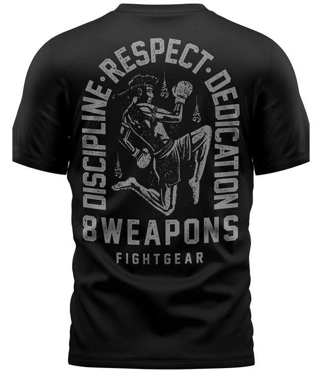8 Weapons 8 Weapons Muay Thai T-Shirt Tombstone Schwarz Grau