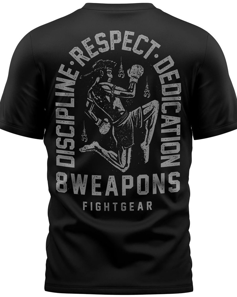8 Weapons 8 Weapons Muay Thai T-Shirt Tombstone Schwarz Grau