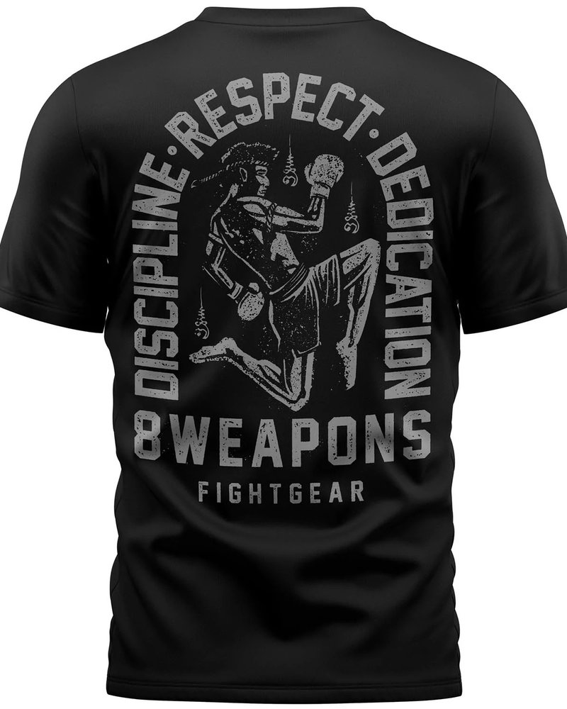 8 Weapons 8 WEAPONS Muay Thai T-Shirt Tombstone Zwart Grijs