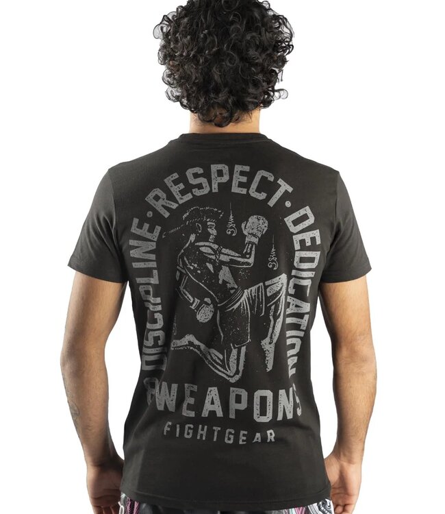 8 Weapons 8 Weapons Muay Thai T-Shirt Tombstone Schwarz Grau