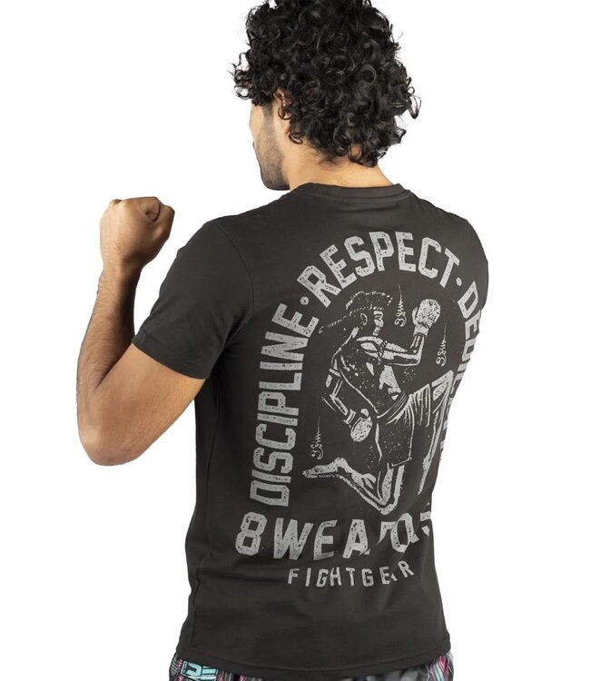 8 WEAPONS Muay Thai T-Shirt Tombstone Zwart Grijs