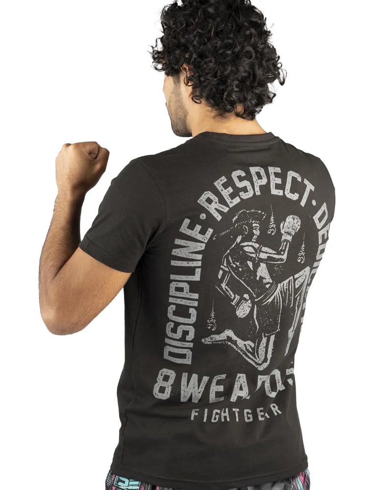 8 Weapons 8 WEAPONS Muay Thai T-Shirt Tombstone Black Grey