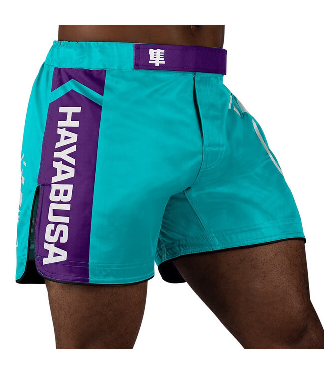 Hayabusa Icon Mittellange Fightshorts Blaugrün Weiß