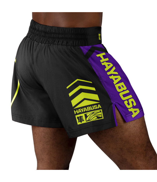 Hayabusa Icon Kickboxing Shorts Black Neon Yellow