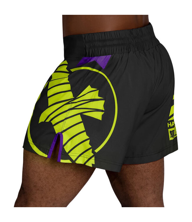 Hayabusa Icon Kickboxing Shorts Black Neon Yellow