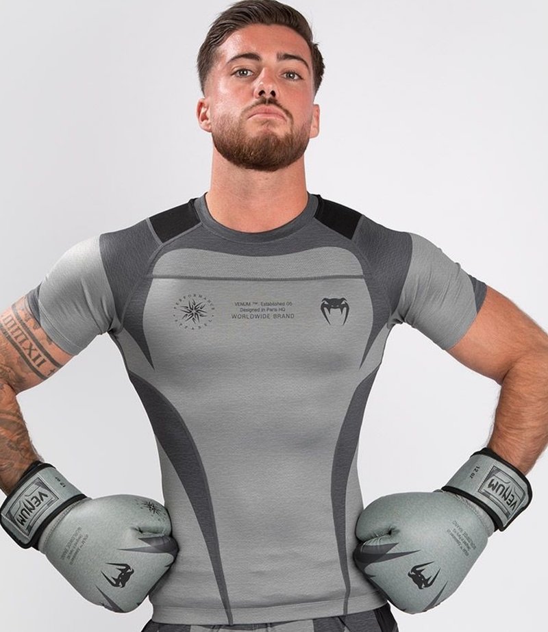 Venum Venum Stone Rash Guard Compressie Shirt S/S Mineraal Groen