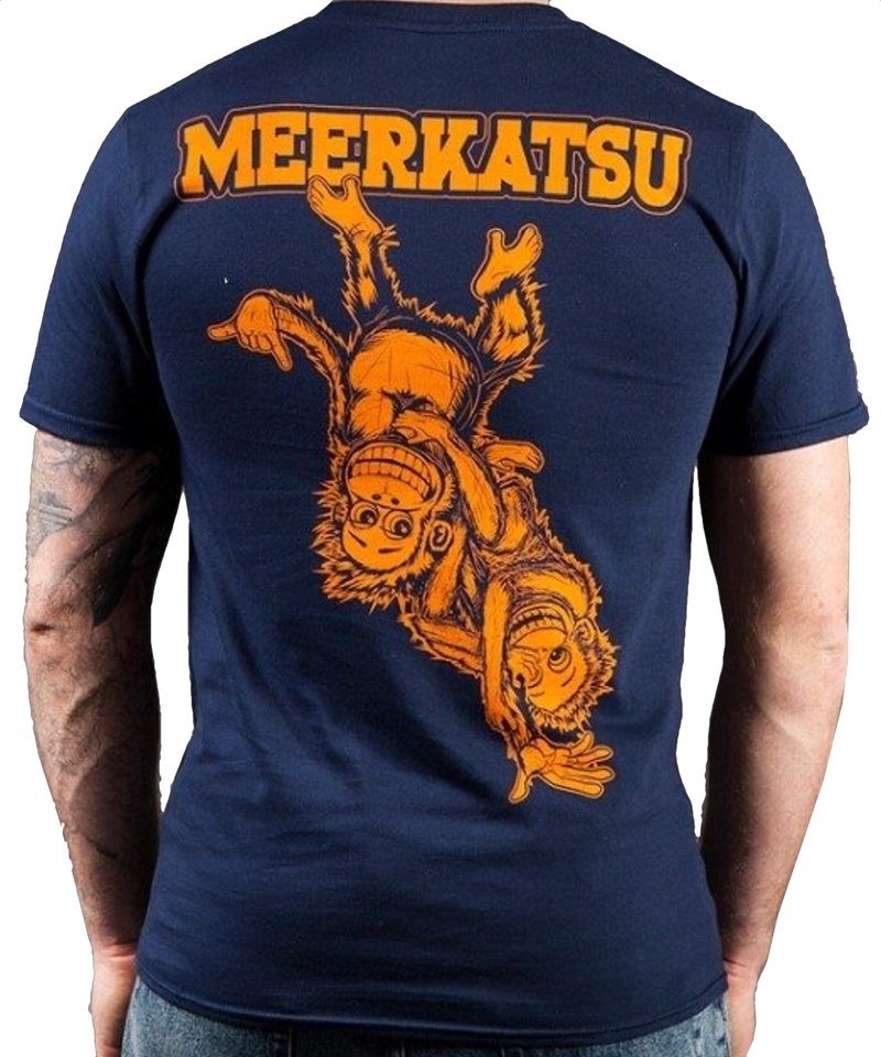 Meerkatsu ART Meerkatsu Ape Suave T-Shirt Baumwolle Blau