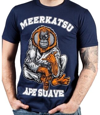 Meerkatsu ART Meerkatsu Ape Suave T-Shirt Baumwolle Blau