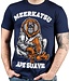 Meerkatsu ART Meerkatsu Ape Suave T-Shirt Katoen Blauw