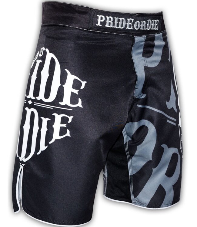 PRIDE or DIE MMA Fightshorts Reckless Zwart Wit