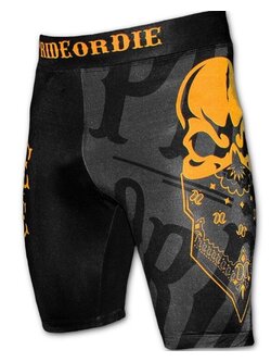 Pride or Die PriDE oder Die Vale Tudo Reckless Compression Short Schwarz Gelb