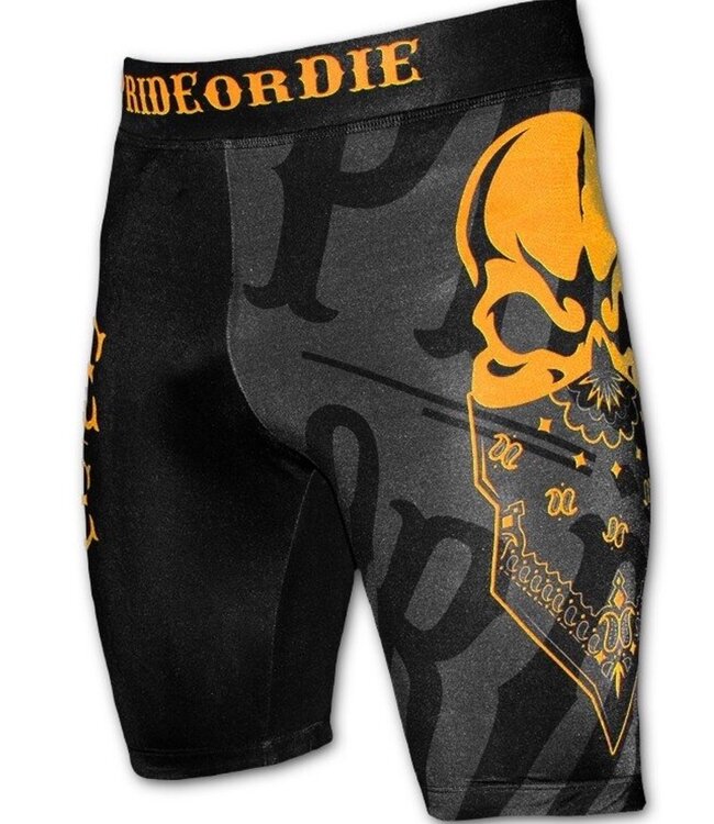 Pride or Die PriDE oder Die Vale Tudo Reckless Compression Short Schwarz Gelb