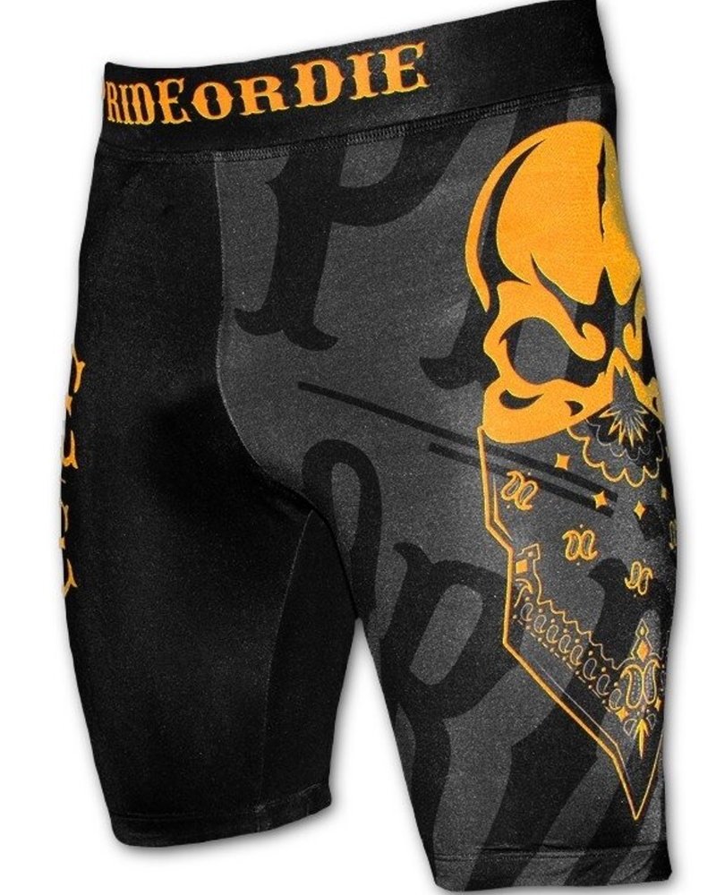 Pride or Die PriDE oder Die Vale Tudo Reckless Compression Short Schwarz Gelb