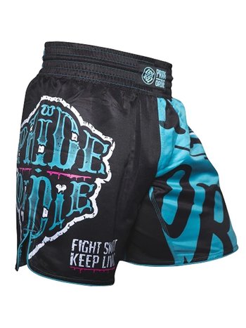 Pride or Die PRiDE or DiE Fightshort Z-CAMP 2.0 Vechtsportbroek Zwart Blauw