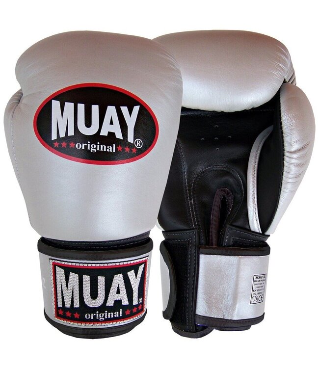 MUAY® MUAY® Premium Boxhandschuhe Leder Silber Schwarz