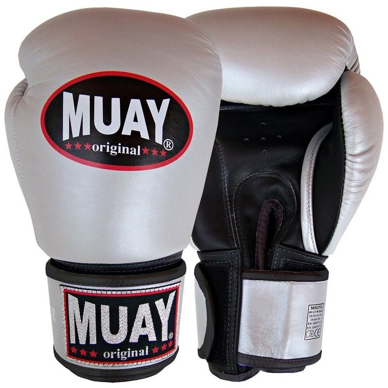 MUAY® MUAY® Premium Boxhandschuhe Leder Silber Schwarz