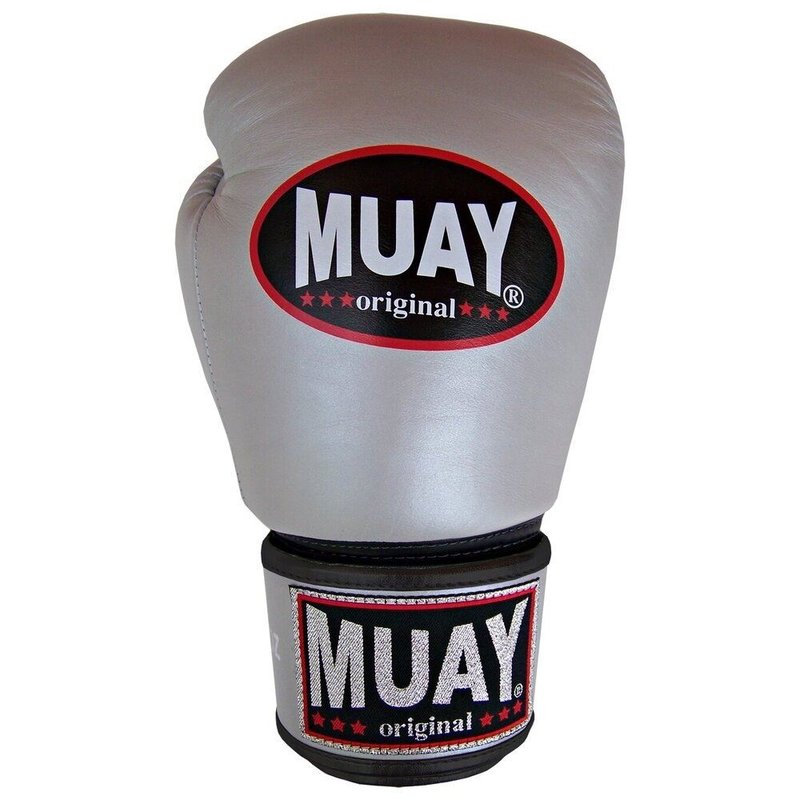 MUAY® MUAY® Premium Leather Boxing Gloves Silver Black