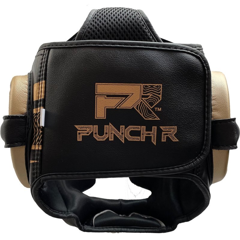 PunchR™  PunchR™ Martial Arts Head Gear Electric Black Gold