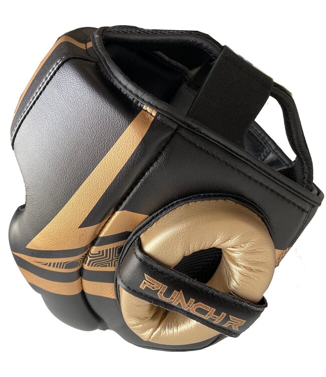 PunchR™ Martial Arts Head Gear Electric Black Gold