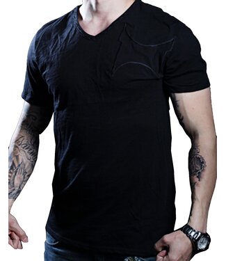 TapouT White Line Stiches Cotton V-neck White T-Shirt