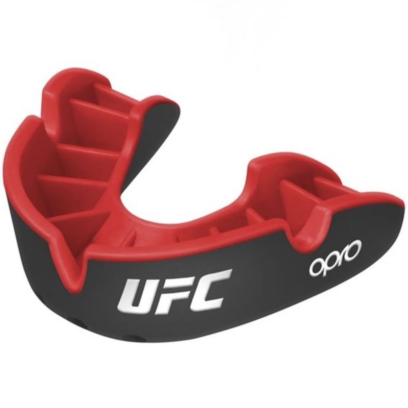 UFC OPRO UFC Silver Mouth Guard Black Red Kids to 10 years