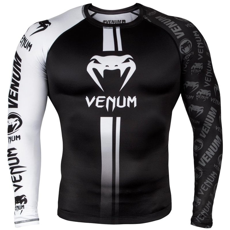 Venum Venum Fightwear Logos Rash Guard L/S Schwarz Weiß