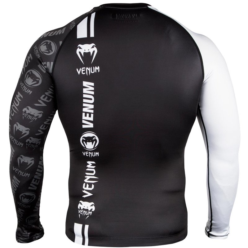 Venum Venum Fightwear Logos Rash Guard L/S Black White