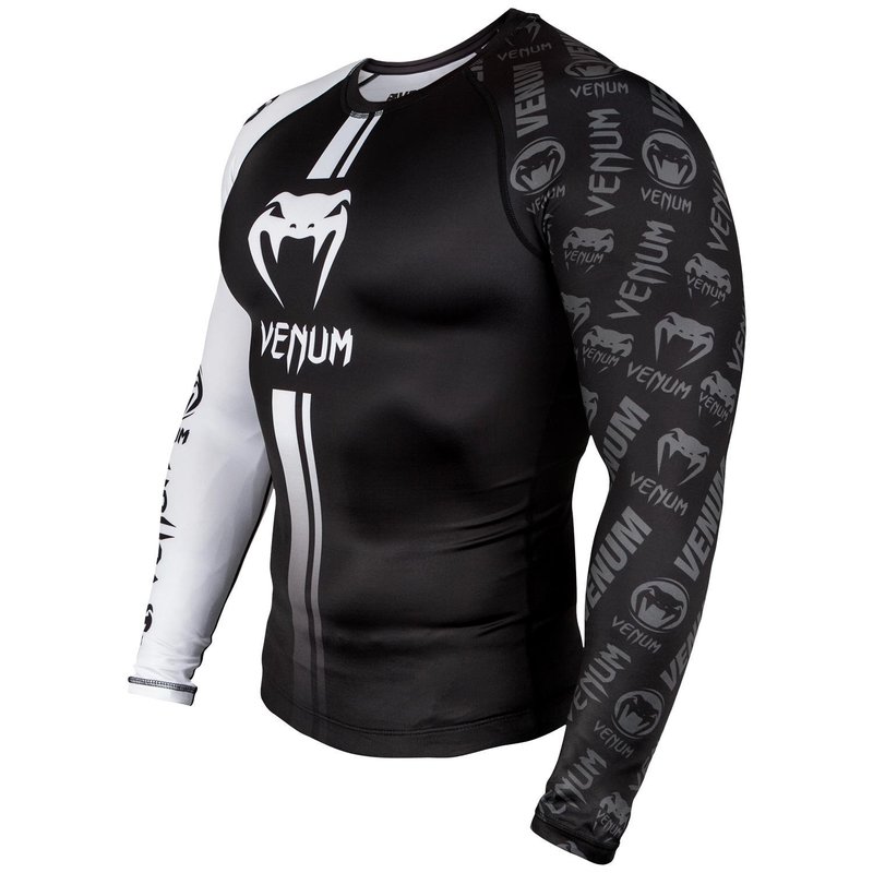 Venum Venum Fightwear Logos Rash Guard L/S Black White