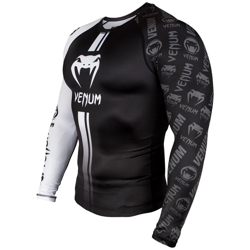 Venum Venum Fightwear Logos Rash Guard L/S Schwarz Weiß