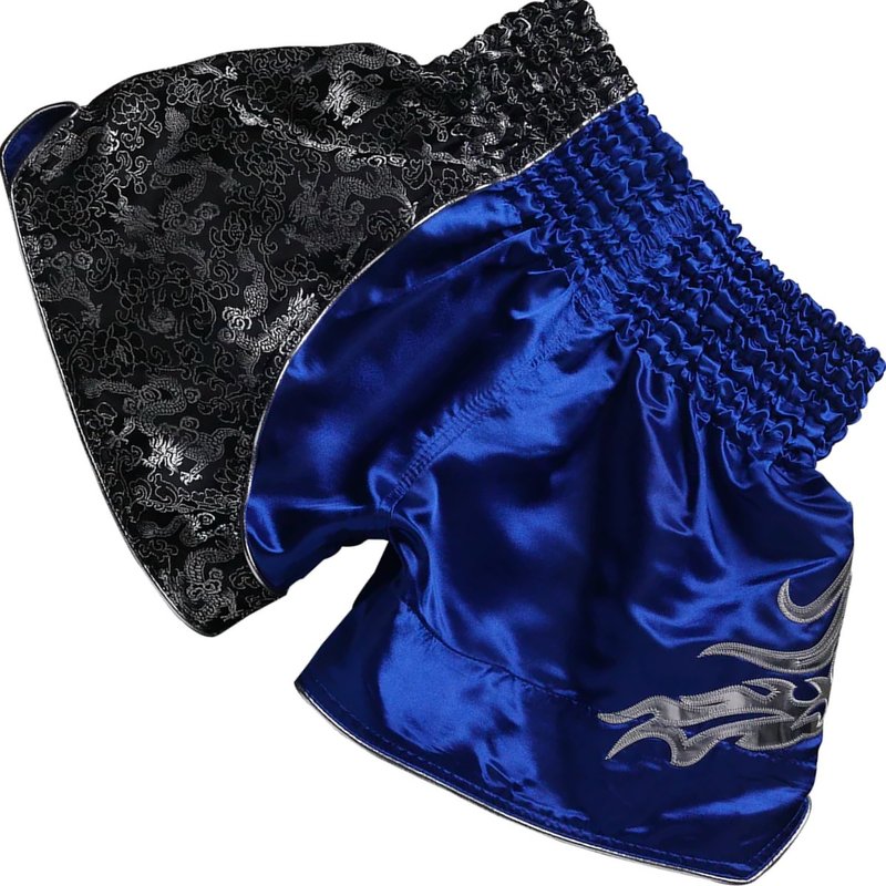 Fluory Fluory Muay Thai Short Kickboks Broek Blauw Zilver - MTSF15