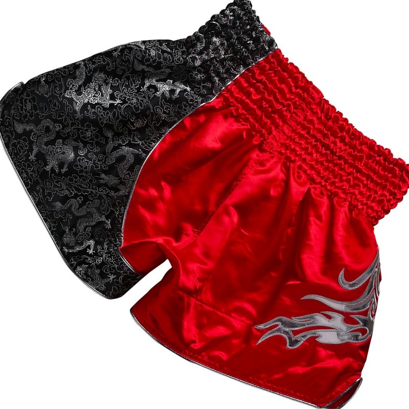 Fluory Fluory Muay Thai Short Kickboks Broek Rood Zilver MTSF15