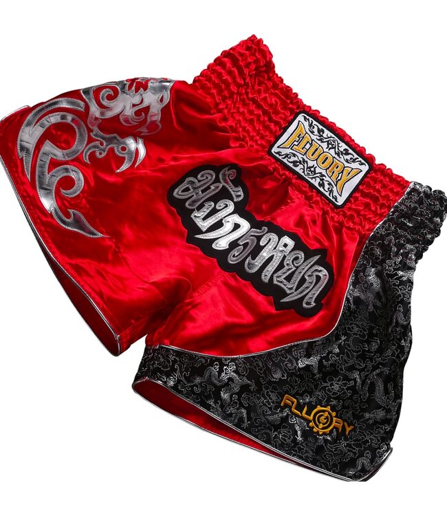 Fluory Fluory Muay Thai Short Kickboxing Short Red Silver MTSF15