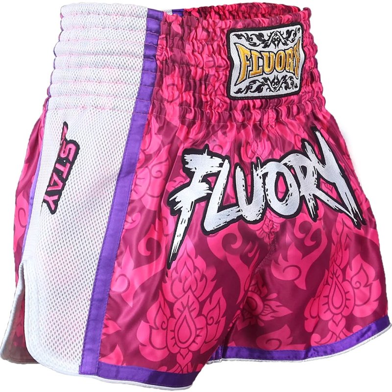 Fluory Fluory Muay Thai Kickboxing Shorts Roze Rood MTSF64