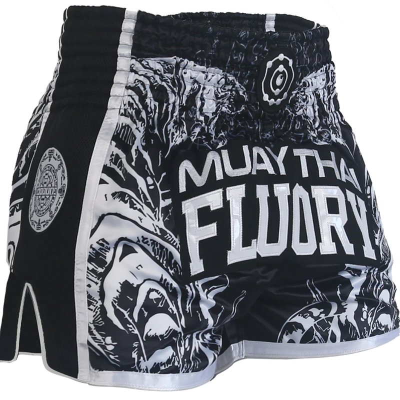 Fluory Sak Yant Tiger Kickboxing Shorts Black - FIGHTWEAR SHOP EUROPE