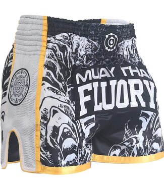 Fluory Fluory Sak Yant Tiger Muay Thai Kickboks Broek Zwart Goud MTSF66