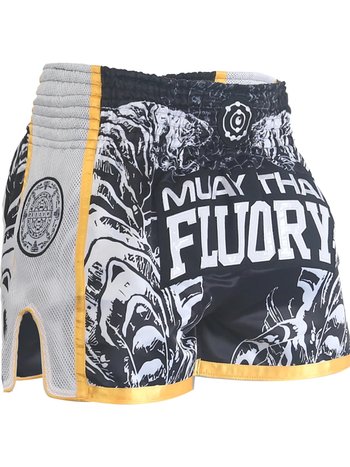 Fluory Fluory Sak Yant Tiger Muay Thai Shorts Black Gold