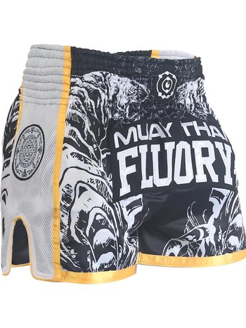 Fluory Fluory Sak Yant Tiger Muay Thai Shorts Schwarz Gold