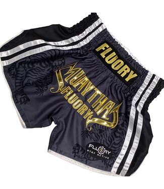 Fluory Fluory Sak Yant Tiger Muay Thai Shorts Grijs Goud MTSF98